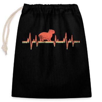 Capybara Battement de coeur Vintage - Sac cadeau en coton avec cordon (25 x 30 cm) - noir - Devant