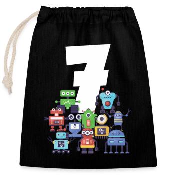 Children's Birthday Seventh Birthday 7 Seven Child - Closable cotton gift bag (25x30cm) - black - Front