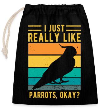 parrot - Closable cotton gift bag (25x30cm) - black - Front