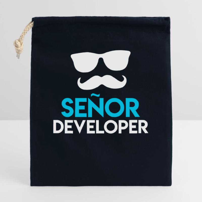Senor Developer Computer Scientist Nerd Developer Closable cotton gift bag (25x30cm)