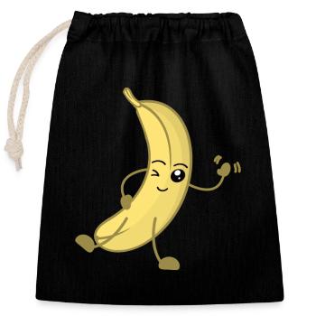 Banane Lustig - Closable cotton gift bag (25x30cm) - black - Front
