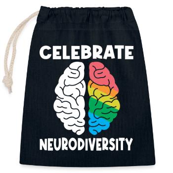 Neurodiversity Neurodiversité Autiste Autisme - Sac cadeau en coton avec cordon (25 x 30 cm) - bleu marine - Devant