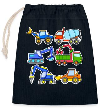 Construction site vehicles - Closable cotton gift bag (25x30cm) - navy - Front