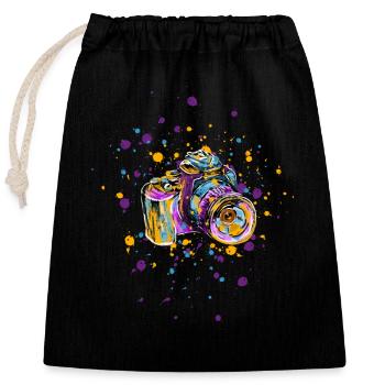 Fotografie - Fotografen Retro Illustration Kamera - Verschließbarer Geschenkbeutel aus Baumwolle (25x30cm) - Schwarz - Vorne