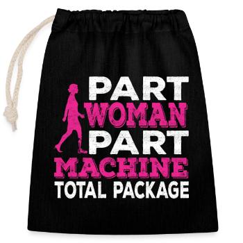 Part Woman Part Machine Amputated Prosthesis Leg - Closable cotton gift bag (25x30cm) - black - Front