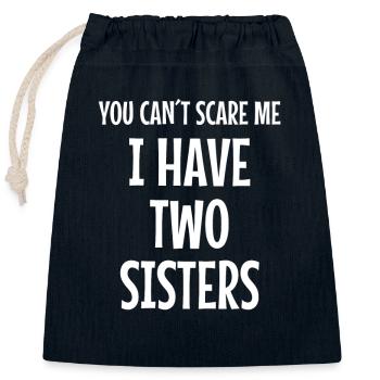 Two sisters sibling sister - Closable cotton gift bag (25x30cm) - navy - Front