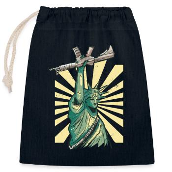 Statue of Liberty with machine gun AR 15 - Closable cotton gift bag (25x30cm) - navy - Front