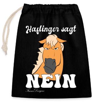Haflinger sagt Nein schlechte Laune Pferd lustiges - Verschließbarer Geschenkbeutel aus Baumwolle (25x30cm) - Schwarz - Vorne