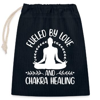 Chakra Heilung & Liebe | Yoga Chakren Geschenkidee - Verschließbarer Geschenkbeutel aus Baumwolle (25x30cm) - Navy - Vorne