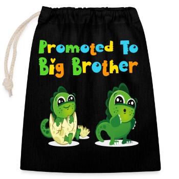 Ascended to big brother - Closable cotton gift bag (25x30cm) - black - Front