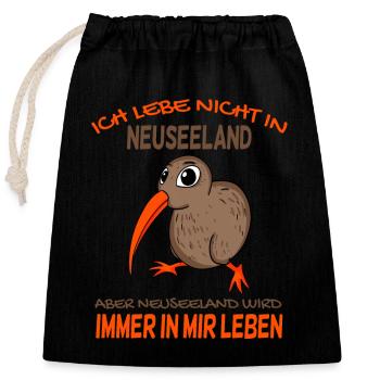 Kiwi Neuseeland - Verschließbarer Geschenkbeutel aus Baumwolle (25x30cm) - Schwarz - Vorne