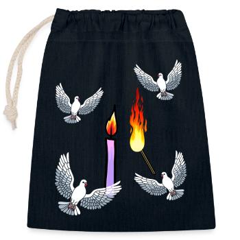 Candle Mourning Doves of Peace Doves Mourning Death God - Closable cotton gift bag (25x30cm) - navy - Front