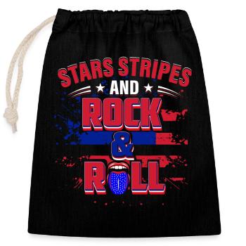 Stars And Stripes And Rock And Roll USA 2021 - Closable cotton gift bag (25x30cm) - black - Front
