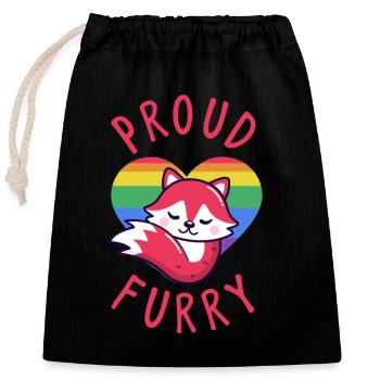 Furry, Furry furry fandom, cat, - Closable cotton gift bag (25x30cm) - black - Front