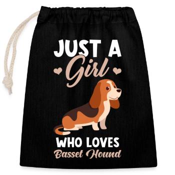 Basset Hound - Closable cotton gift bag (25x30cm) - black - Front