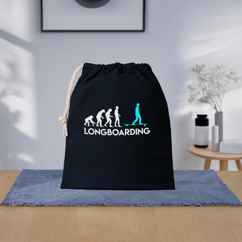 Monkey Human Longboarder Evolution Evolution Closable cotton gift bag (25x30cm)