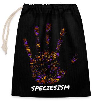 Stop au spécisme Empreinte de main animale - Sac cadeau en coton avec cordon (25 x 30 cm) - noir - Devant