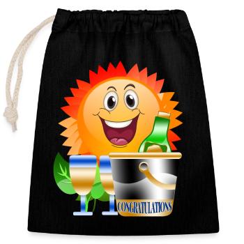 congratulations Celebrate - Closable cotton gift bag (25x30cm) - black - Front