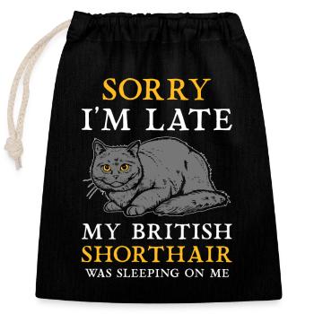 Britisch Kurzhaar BKH Katze - Verschließbarer Geschenkbeutel aus Baumwolle (25x30cm) - Schwarz - Vorne
