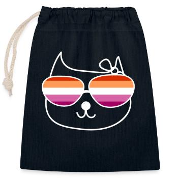 Homo cat kitten lesbian lesbian cat - Closable cotton gift bag (25x30cm) - navy - Front