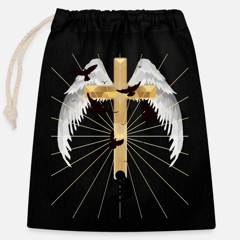 Depression Cross Salvation Resurrection Beyond - Closable cotton gift bag (25x30cm) - black