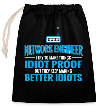Network Technician Computer Science Network Technk IT - Closable cotton gift bag (25x30cm) - black - Front