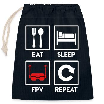 Quadrocopter Spruch Eat Sleep FPV Repeat Drohne - Verschließbarer Geschenkbeutel aus Baumwolle (25x30cm) - Navy - Vorne