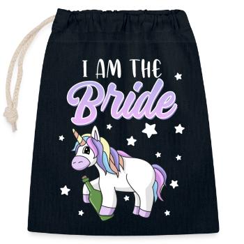 Le jeune chantard devient un mariage de fête - Sac cadeau en coton avec cordon (25 x 30 cm) - bleu marine - Devant