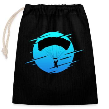 Parachutiste Logo Skydiving Skydiver - Sac cadeau en coton avec cordon (25 x 30 cm) - noir - Devant