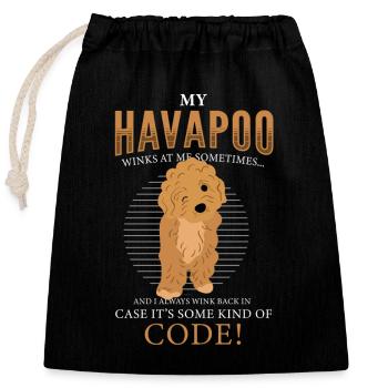 havapoo, havapoo Pudel Mischling, havapoo humor, - Verschließbarer Geschenkbeutel aus Baumwolle (25x30cm) - Schwarz - Vorne