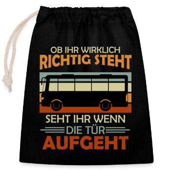 Busfahrer Spaß Geschenk Bus Fahrt Schulbus - Verschließbarer Geschenkbeutel aus Baumwolle (25x30cm) - Schwarz - Vorne