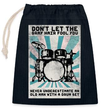 Schlagzeug Drum Sticks Schlagzeuger Opa - Verschließbarer Geschenkbeutel aus Baumwolle (25x30cm) - Navy - Vorne