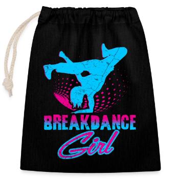 Break dance fille danseuse - Sac cadeau en coton avec cordon (25 x 30 cm) - noir - Devant