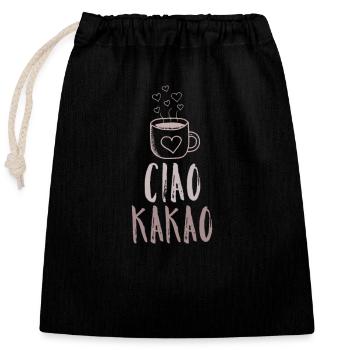 Ciao Kakao - Verschließbarer Geschenkbeutel aus Baumwolle (25x30cm) - Schwarz - Vorne