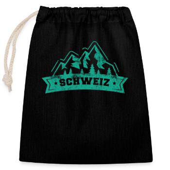 Montagnes suisses et Alpes Suisses - Sac cadeau en coton avec cordon (25 x 30 cm) - noir - Devant