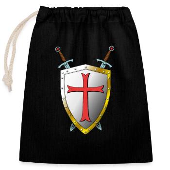 Templar Shield and Swords - Knights Templar - Closable cotton gift bag (25x30cm) - black - Front