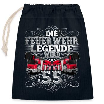 55. Geburtstag Feuerwehrmann Feuerwehr - Verschließbarer Geschenkbeutel aus Baumwolle (25x30cm) - Navy - Vorne