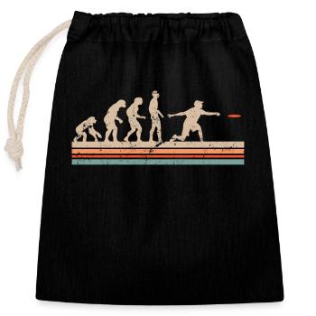 Discgolf und Ultimate Frisbee Geschenk Vintage - Verschließbarer Geschenkbeutel aus Baumwolle (25x30cm) - Schwarz - Vorne