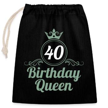 40. Geburtstag 40 Jahre 40er Birthday Queen - Verschließbarer Geschenkbeutel aus Baumwolle (25x30cm) - Schwarz - Vorne