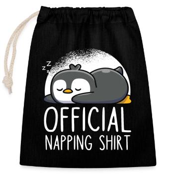 Offizielles Schlafshirt Pinguin - Verschließbarer Geschenkbeutel aus Baumwolle (25x30cm) - Schwarz - Vorne
