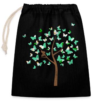 Papillon arbre avec des noeuds - Sac cadeau en coton avec cordon (25 x 30 cm) - noir - Devant