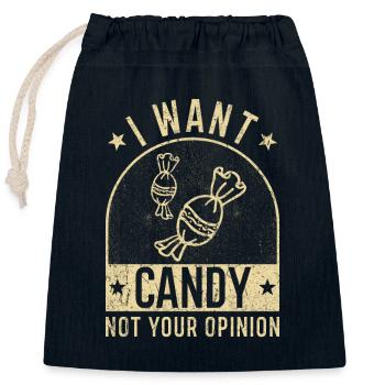 I want Candy - Closable cotton gift bag (25x30cm) - navy - Front