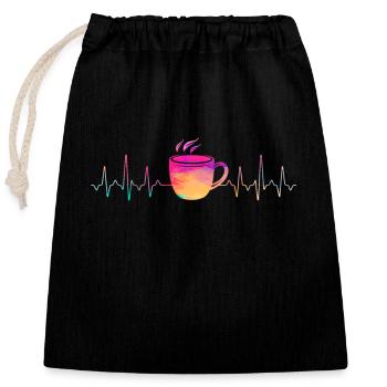 Café rythme cardiaque - Sac cadeau en coton avec cordon (25 x 30 cm) - noir - Devant