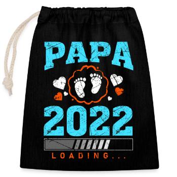 Papa 2022 Loading Werdender Vater Spruch Geschenk - Verschließbarer Geschenkbeutel aus Baumwolle (25x30cm) - Schwarz - Vorne