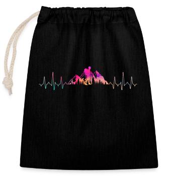 Marche rythme cardiaque - Sac cadeau en coton avec cordon (25 x 30 cm) - noir - Devant