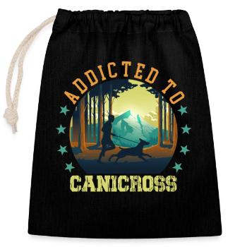 Canicross Hundesport Running laufen mit Hund - Verschließbarer Geschenkbeutel aus Baumwolle (25x30cm) - Schwarz - Vorne