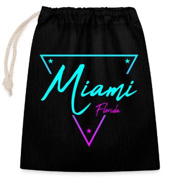 Miami Neon Schrift Verlauf - Verschließbarer Geschenkbeutel aus Baumwolle (25x30cm) - Schwarz - Vorne