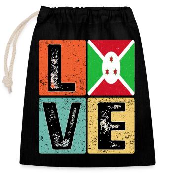 I Love Burundi Flag for Burundan Pride - Sac cadeau en coton avec cordon (25 x 30 cm) - noir - Devant