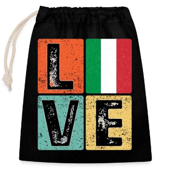 I Love Italy drapeau pour la fierté italienne - Sac cadeau en coton avec cordon (25 x 30 cm) - noir - Devant