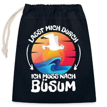 Lasst mich durch nach Büsum Möwe Sonne Strand - Verschließbarer Geschenkbeutel aus Baumwolle (25x30cm) - Navy - Vorne